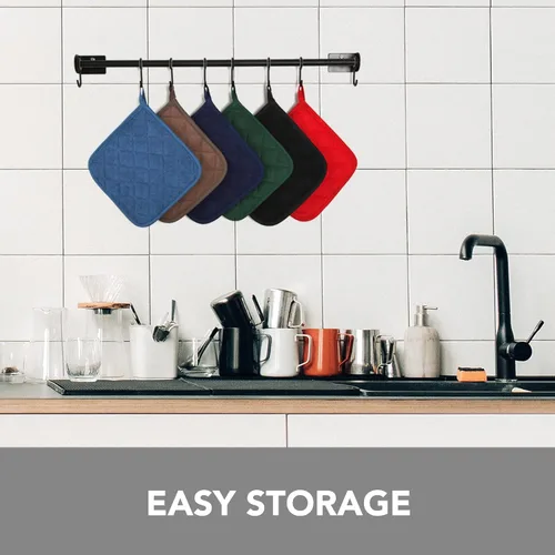 Vista 6 de Joyhalo Paquete de 4 agarraderas para ollas de cocina, agarraderas de horno de algodón con gran resistencia al calor, almohadillas térmicas