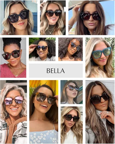 Vista 3 de DIFF Bella Designer Square Oversized Sunglasses for Women UV400 Protection, Fashion Green