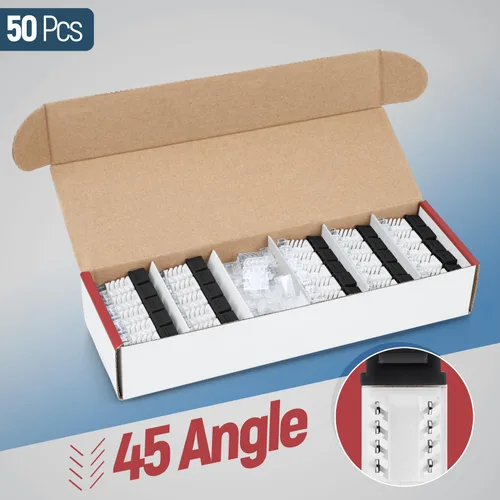 Vista 236 de Everest - Paquete de 50 conectores Keystone RJ45 Cat6 en ángulo de 45°, color blanco, conectores RJ45 hembra de perfil delgado, conector Keystone