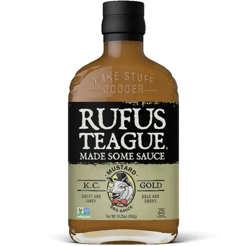Rufus Teague KC Gold Salsa para barbacoa, 1 paquete, salsa de barbacoa de mostaza premium con ingredientes naturales, sabor audaz galardonado, sin