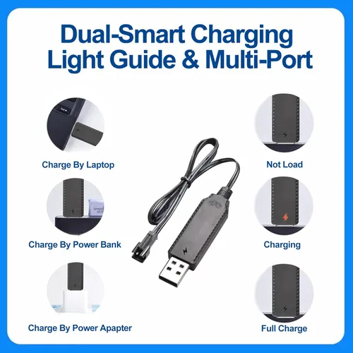 Vista 4 de Batería de iones de litio de 3.7V 800mah con cargadores USB SM-2P enchufe RC batería recargable compatible