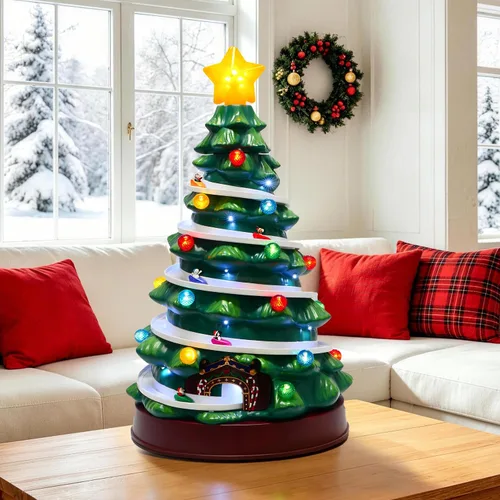 Vista 8 de Árbol de Navidad animado, iluminado y musical de 26 pulgadas