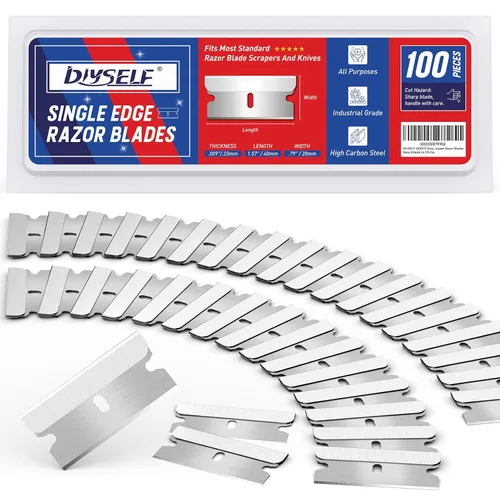 DIYSELF Cuchillas de afeitar de un solo filo, 100 cuchillas, recambios de cuchillas de afeitar para rascador de afeitar, cuchillo utilitario,