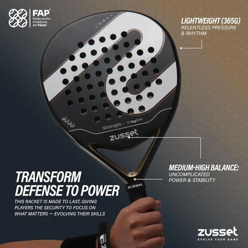Vista 3 de Pala de Padel Strength 2025 Pala de Padel de forma redonda avanzada Balance medio de 12.87 oz para consistencia y precisión Cara de carbono