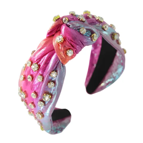 Vista 38 de Diadema anudada de perlas para mujer, diadema con brillantes diamantes de imitación, adornada con cristales, diadema ancha con nudo, accesorio