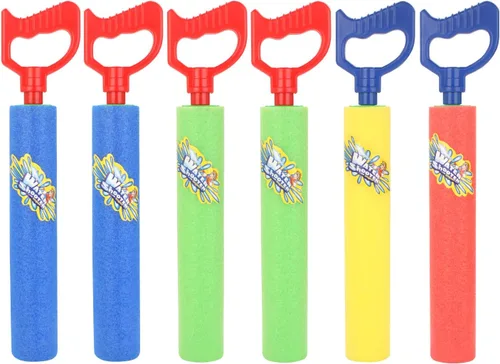 Vista 4 de Water Guns Shooter 6 Pack, Super Foam Soakers Blaster Squirt Guns, Pool Noodles Toy with Plastic Handle Summer Swimming Beach Garden Fighting