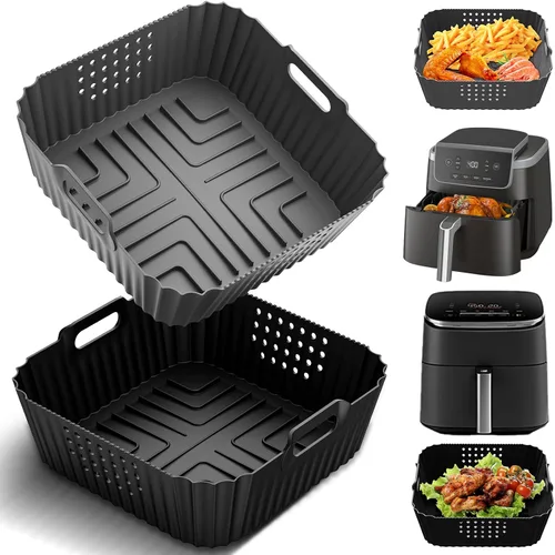 HOMELYLIFE Forros de silicona para freidora de aire Ninja AF141 AF142 5QT y AF181 6.5 cuartos de galón, accesorios para freidora de aire Cosori