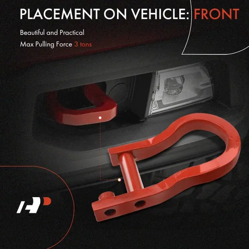 Vista 4 de A-Premium Par (2) Juego de ganchos de remolque delanteros compatibles con Chevrolet Chevy Silverado 1500 2007-2019, GMC Sierra 1500 2007-2019, rojo