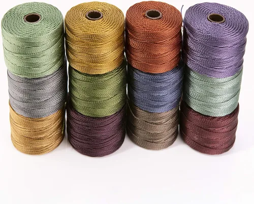 Vista 2 de Beadsmith S-Lon #18 - Cordón con 12 carretes (mezcla de bosque), ideal para atar cuentas de ganchillo y joyas de micro macramé