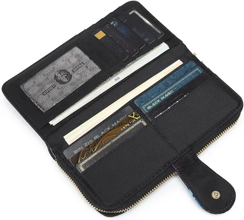 Vista 15 de Cartera de mano para mujer, estilo bohemio, con RFID, elegante, espaciosa con correa para viajes, capacidad para tarjetas, teléfono, dinero