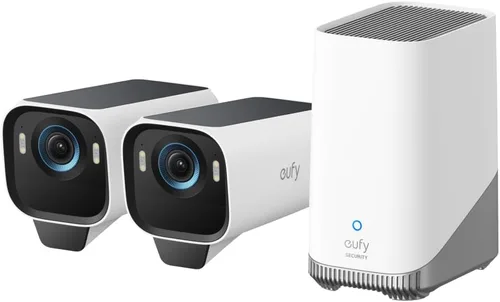 eufy Security eufyCam S3 Pro - Kit de 2 cámaras, cámara solar inalámbrica para exteriores, visión nocturna MaxColor, cámara de seguridad 4K con