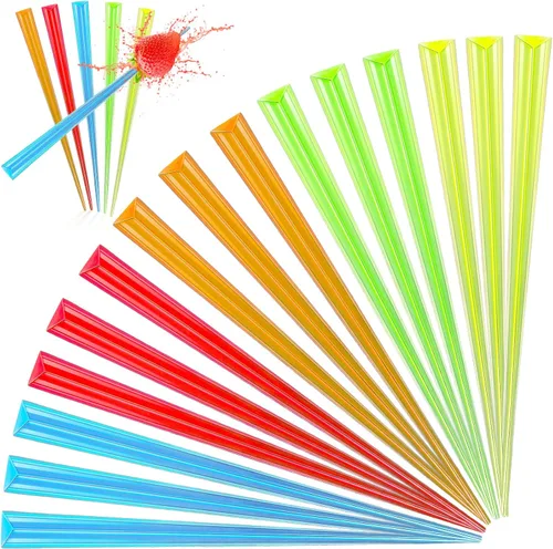 Vista 6 de Cunhill 500 púas de prisma de 3.54 pulgadas, 5 colores triangulares de plástico, para cócteles, bebidas, postres, suministros de fiesta