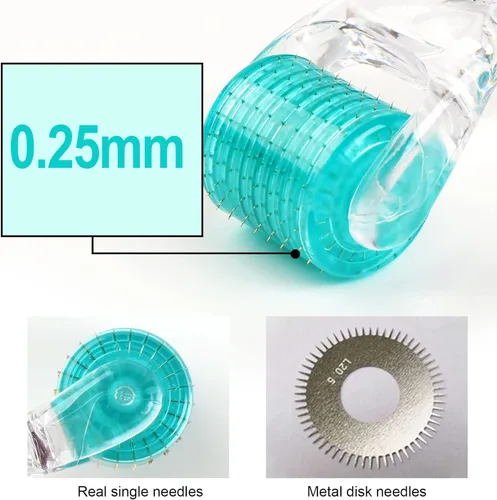 Vista 5 de Derma Roller REAL Needles - 192 - Rodillo de microagujas de titanio de 0.010 in para cara, incluye estuche de almacenamiento