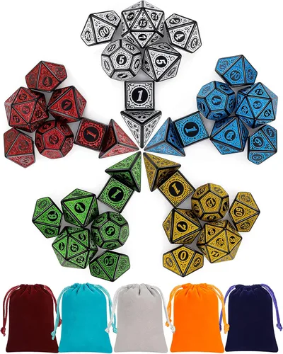 Vista 21 de CiaraQ Juego de dados poliédricos – Dados de juego de rol DND para juegos de mesa RPG de Dungeons and Dragons, multicolor, 42 piezas
