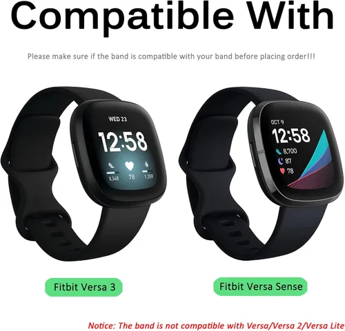 Vista 2 de Miimall Compatible con Fitbit Versa 3/Sense, bandas de resina para mujeres y hombres, correa de repuesto de acero inoxidable súper ligera