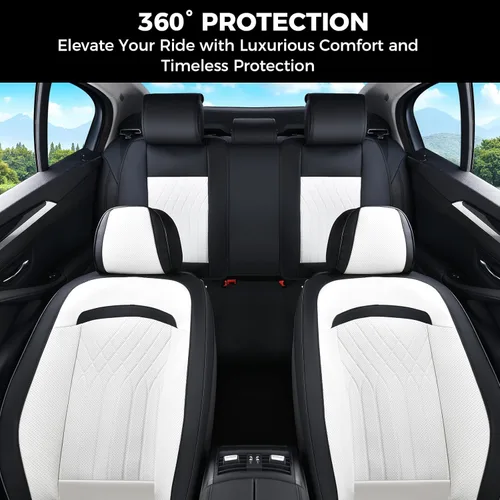 Vista 5 de FLORICH Fundas de asiento delantero de automóvil, fundas de asiento de cuero para automóviles, protector de asiento impermeable transpirable, fundas