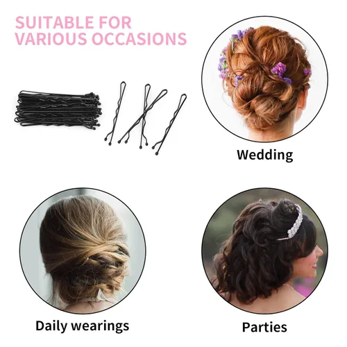 Vista 6 de Vaincre Bobby Pin negro para moños, 150 horquillas para el cabello a granel con estuche de almacenamiento, pinzas para el cabello sin dolor