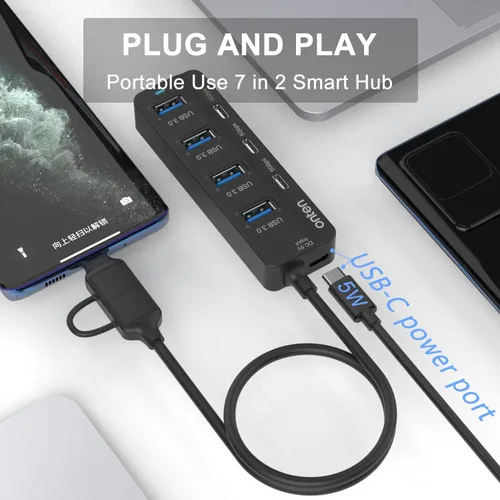 Vista 3 de HUB USB-A$USB-C, Hub de 7 Puertos (USB-C)