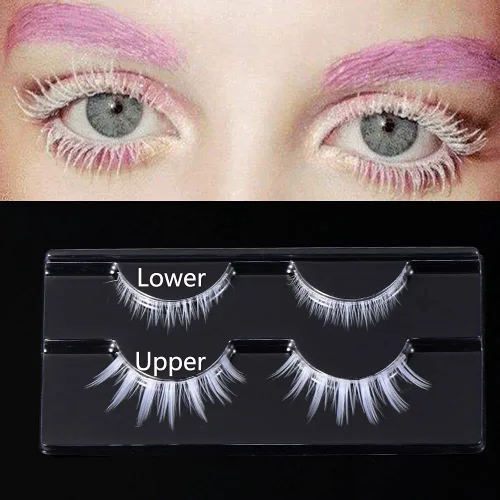 Vista 2 de outopen Pestañas Postizas Blancas de Halloween Herramientas de Extensión de Pestañas Blancas para Ojos Anime Cosplay Maquillaje de Aspecto Natural