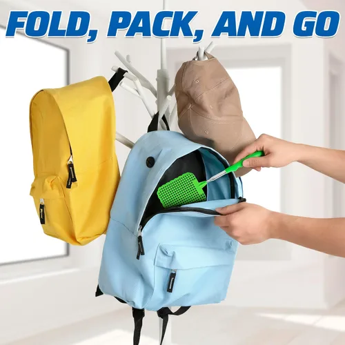 Vista 5 de Juego de 3 matamoscas telescópico – Matamoscas extensible duradero y ligero para interiores y exteriores, cabeza flexible de 3.1 x 3.9, mango