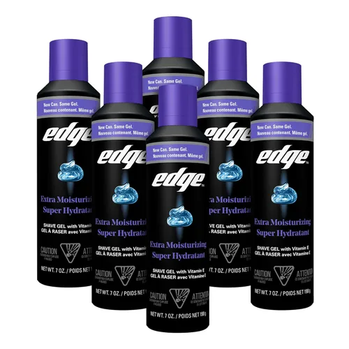 Edge Gel de afeitado para hombres, extra hidratante con vitamina E, (paquete de 6) - Gel de afeitado para hombres que hidrata, protege y calma para