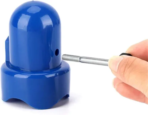 Vista 5 de Tapas de poste de recinto de trampolín de 1.5 pulgadas de diámetro con pulgar roscado, color azul, solo se ajustan a poste de trampolín de 1.5