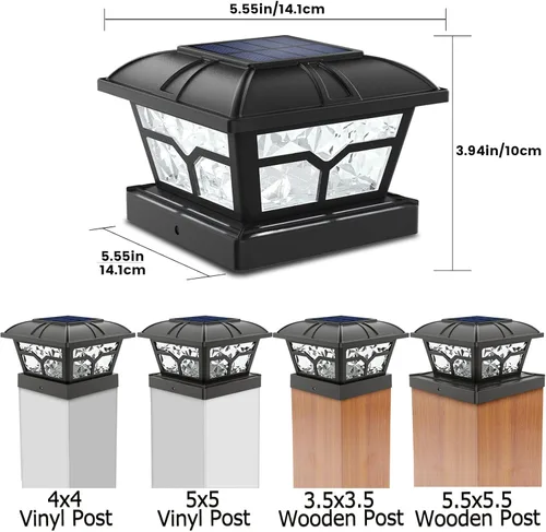 Vista 2 de SIEDiNLAR Luces solares para postes al aire libre, 2 modos de color, 8 LED para postes de 4 x 4, 5 x 5, 6 x 6 pulgadas, decoración de valla, patio