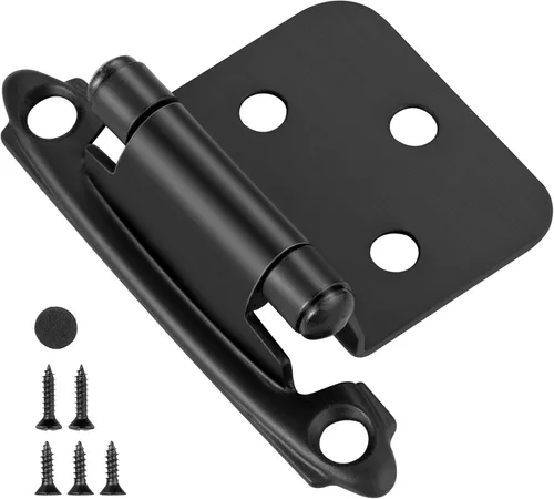Vista 9 de Bisagras de puerta de gabinete de cocina de cierre automático, color negro mate, 10 pares de bisagras de gabinete de 2-1/8 pulgadas, bisagras