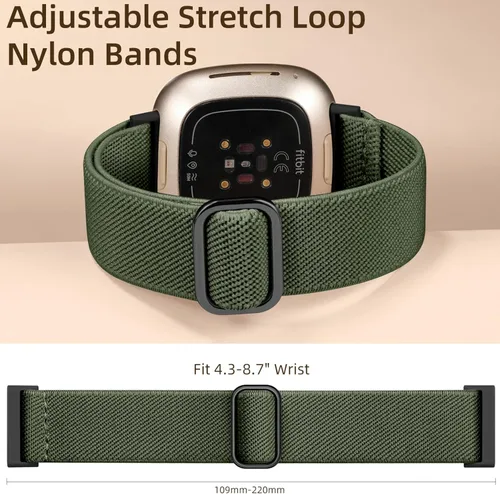 Vista 4 de Maledan Correa elástica compatible con Fitbit Versa 3Sense 2SenseVersa 4 bandas para mujeres y hombres, correas deportivas elásticas transpirables