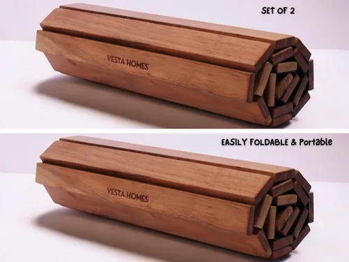 Vista 3 de Vesta Homes Juego de 2 bandejas para reposabrazos de sofá, madera de acacia, bandeja de tambor, flexible y plegable, tapete de mesa de comedor