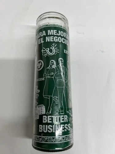 Better Business (para Mejorar El Negocio) Vela de pilar verde sin perfume en cristal