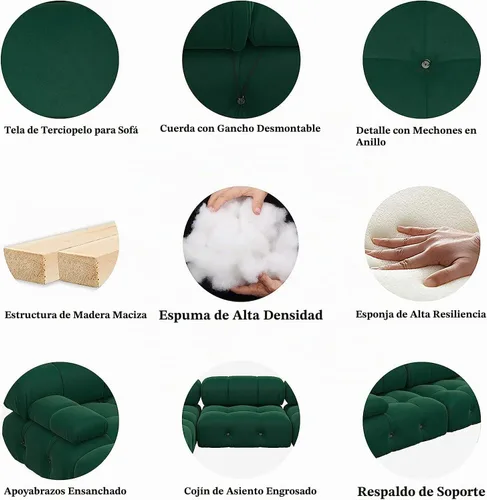 Vista 10 de JACH Sofá modular convertible de 104 pulgadas, sofás minimalistas de terciopelo de mediados de siglo, sofá ancho de 3 asientos moderno de lujo