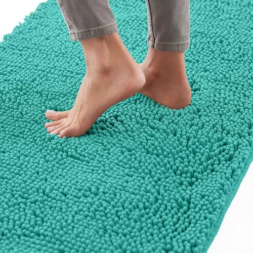Vista 80 de Gorilla Grip - Tapete de baño de felpilla gruesa, suave y absorbente, secado rápido, de microfibra, con reverso de caucho, para piso de ducha, Negro