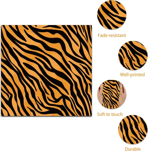 Vista 3 de Servilletas de fiesta con estampado de tigre, servilletas de papel de tigre, juego de servilletas desechables para fiesta de tigre, temática