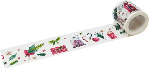Vista 13 de Wrapables Diseños Decorativos Washi Cinta de Enmascarar, 0.787 in x 16.4 ft, Trenes de Navidad