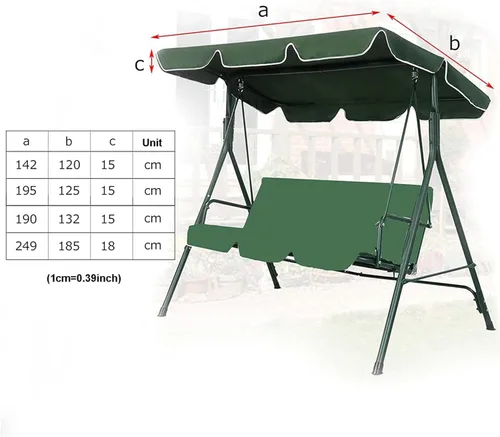 Vista 7 de Funda de repuesto para toldo de columpio y funda para asiento de columpio, 3 plazas, cubierta superior de repuesto para jardín, patio, columpio