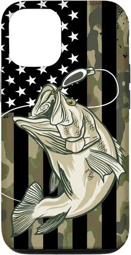 Vista 31 de Fishing Camouflage US American Flag Bass Fish Fisherman Camo Case for iPhone 17