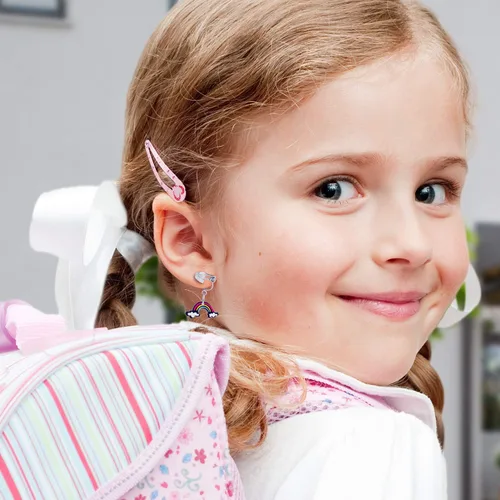 Vista 5 de Juego de 20 pares de colgantes de clip con diseño de princesa, con clip de sirena, con forma de unicornio, estilo helado de olipopa, colgantes