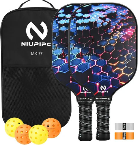 Vista 15 de niupipo Pickleball Paddles Set of 2 or 4, USAPA Approved Fiberglass Pickleball Paddle Set with Balls and Bag, Polypropylene Honeycomb Core