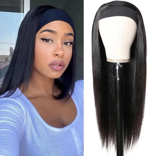 Vista 36 de Aiterina - Peluca de cabello humano con diadema de onda profunda para mujeres negras, cabello brasileño remy, sin pegamento, sin encaje frontal