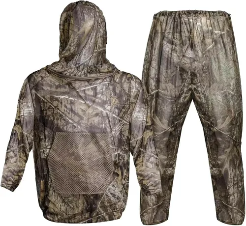 Vista 12 de Traje de red para mosquitera, traje de malla de caza de camuflaje, ropa de red para insectos con capucha para protección al aire libre, no se