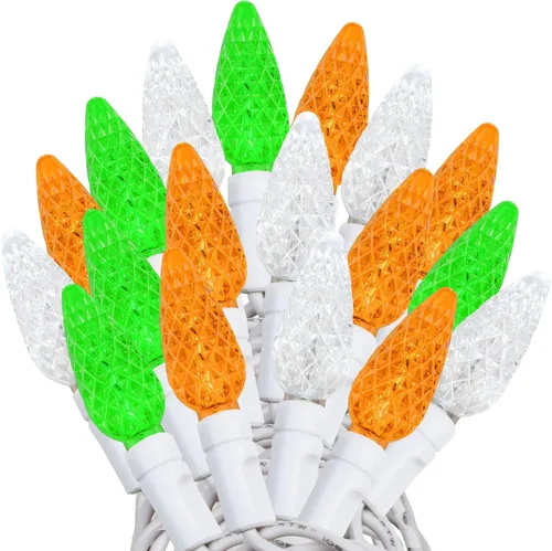 Vista 14 de Novelty Lights - Mini juego de 70 luces C6 LED de Navidad, serie de luces de grado comercial para exteriores, cable verde, 24 pies
