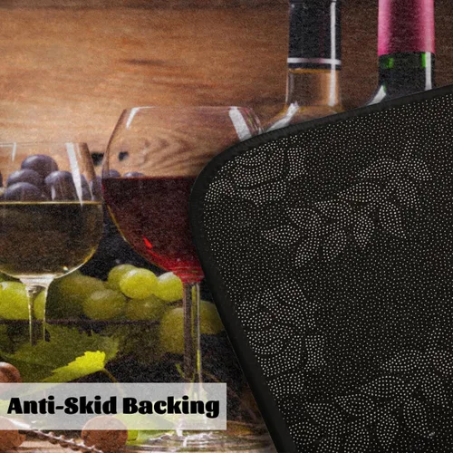 Vista 4 de Tapete de cocina con temática de vino, copas de vino tinto, tapete de pie cómodo, antideslizante, para decoración de interiores y suelo, 39 x 20