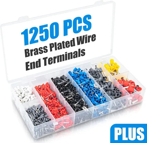 Vista 2 de Kit de Herramienta de Crimpado de Férulas, Alicate Crimpador LUNEY con Kit de 1250 Férulas de Alambre Terminales de Extremo de Alambre, Juego