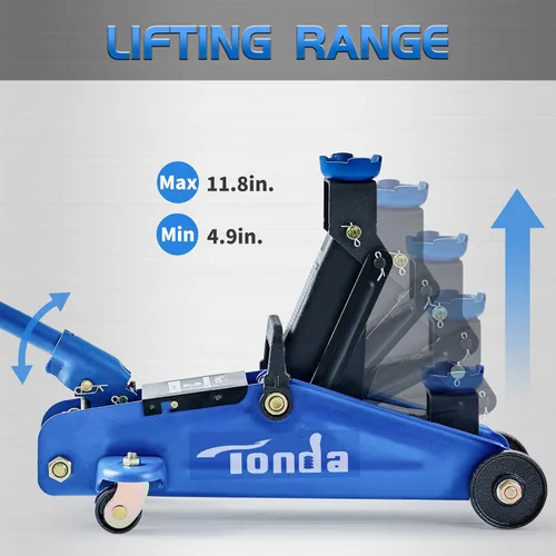Vista 3 de Tonda gato de piso hidráulico, gato portátil para auto, capacidad de 2 toneladas (3,800 lb), azul