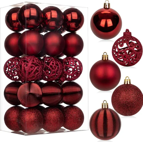 Vista 7 de 30 piezas de adornos de bola de árbol de Navidad irrompibles negros para decoración navideña
