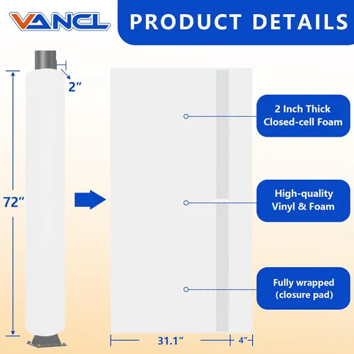 Vista 75 de Almohadilla de seguridad resistente para postes redondos de 3 a 5 pulgadas, impermeable y duradera, garaje, sótano, almohadilla de seguridad