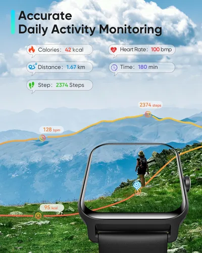 Vista 4 de Fitpolo Relojes inteligentes para hombre, Android y iPhone, Alexa incorporada [pantalla HD de 1.8 pulgadas] IP68 impermeable reloj de fitness