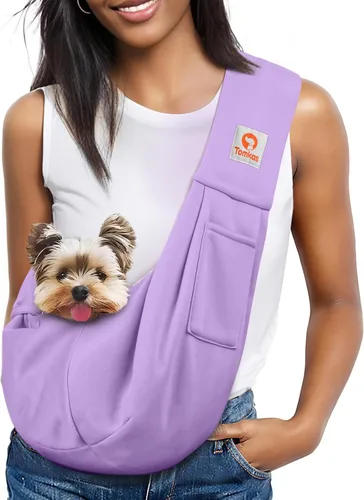 Vista 22 de Tomkas Canguro portaperros para perros pequeños, bolsillo clásico y correa clásica, para mascotas de 3 a 10 lb (negro)