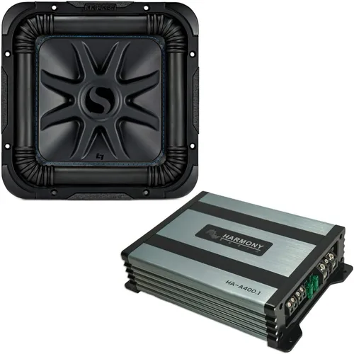Vista 10 de Kicker 44L7S82 Audio para coche Solo-Baric 8 "Square L7 Subwoofer Dual 2 Ohm Bobinas de voz 900 vatios Peak Sub Incluye Harmony HA-A400.1 Mono
